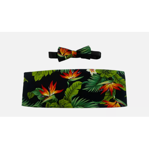 Hawaiian Bird of Paradise Cummerbund and Bow Tie Set